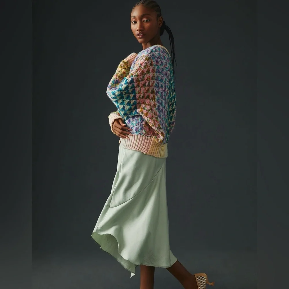 Anthropologie TEXTURED CARDIGAN SWEATER IN A BEAUTIFUL RAINBOW YARN WOOL BLEND - Picture 5 of 12